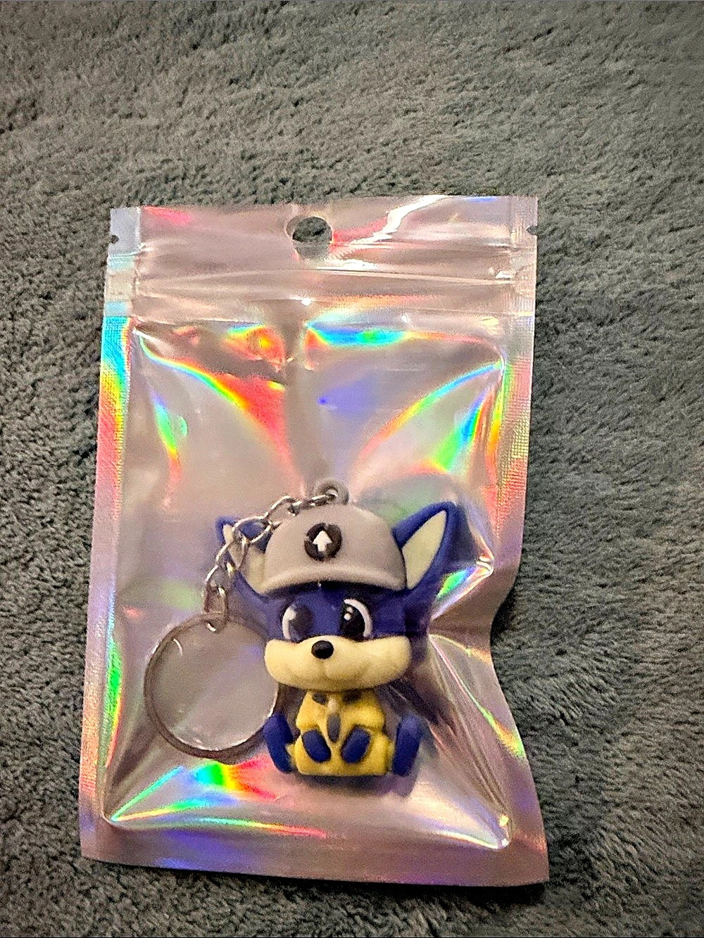 Paw Patrol Chase Rubber Figural Keychain Blue & Gray